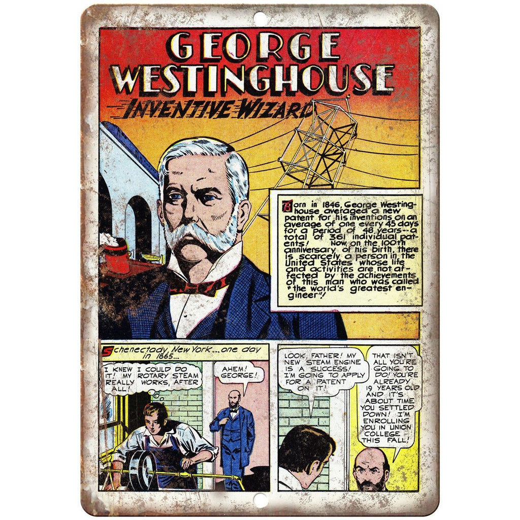 George Westinghouse Golden Age Comic Strip 10" X 7" Reproduction Metal Sign J491
