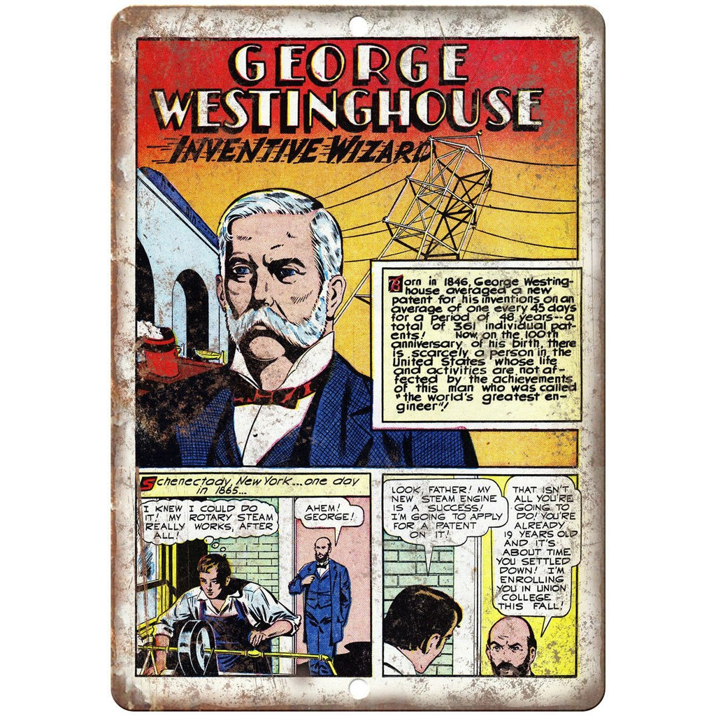 George Westinghouse Golden Age Comic Strip 9" x 12" Reproduction Metal Sign J491