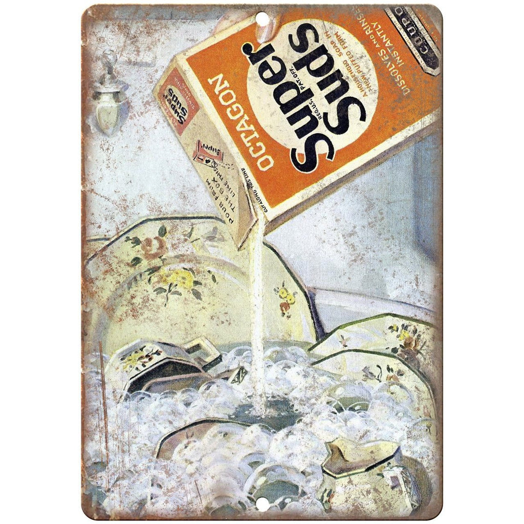 Octagon Super Suds Vintage Dishwash Ad 9" x 12" Reproduction Metal Sign ZF13