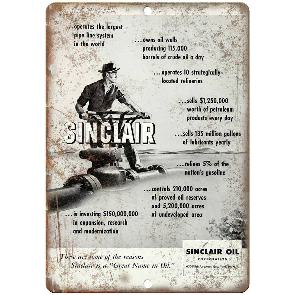 Sinclair Oil Corporation Motor Oil Vintage 10" X 7" Reproduction Metal Sign A699