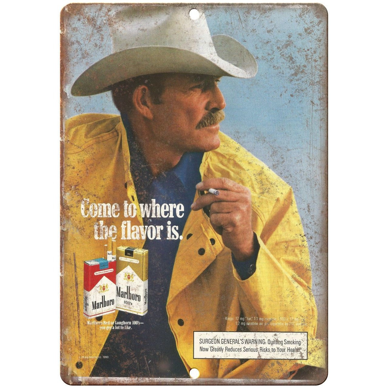 Marlboro Man Cigarette Vintage Ad 10 X 7 Reproduction Metal Sign
