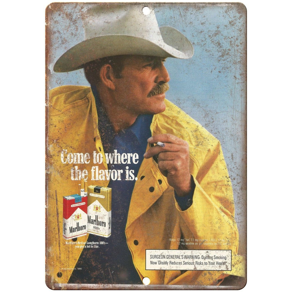 Marlboro Man Cigarette Vintage Ad 10" X 7" Reproduction Metal Sign Y06