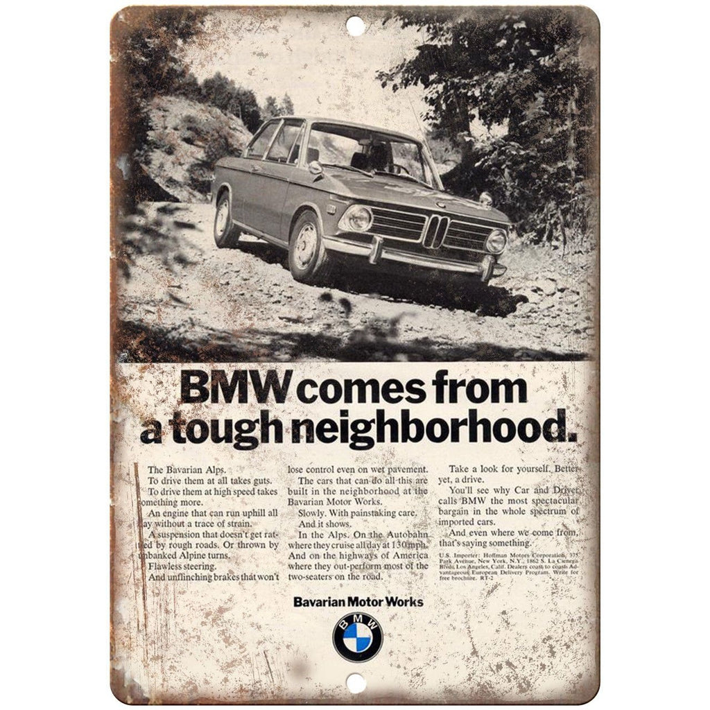 BMW Bavarian Motor Works Retro Ad 10" x 7" Reproduction Metal Sign A118