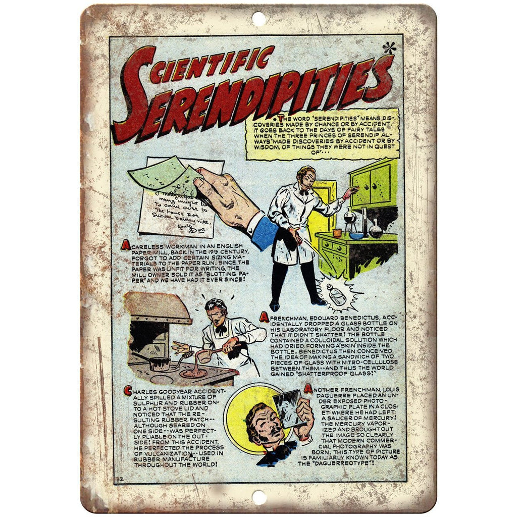 Scientific Serendipities Comic Strip 10" X 7" Reproduction Metal Sign J467