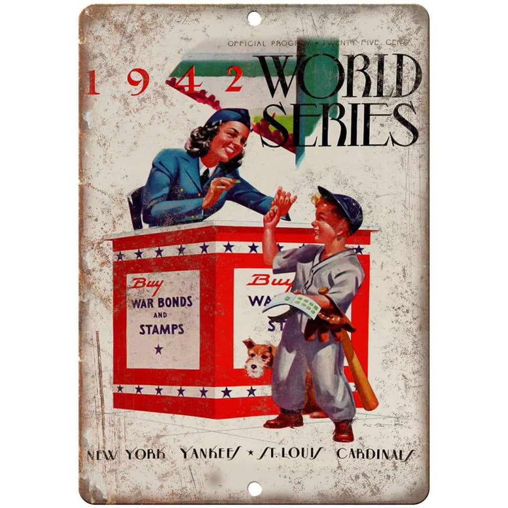 1942 Yankees Cardinals World Series Program 10" x 7" Reproduction Metal Sign X03