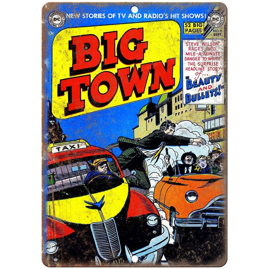 Big Town No 9 Comic Book Cover Vitage Art 10" x 7" Reproduction Metal Sign J670
