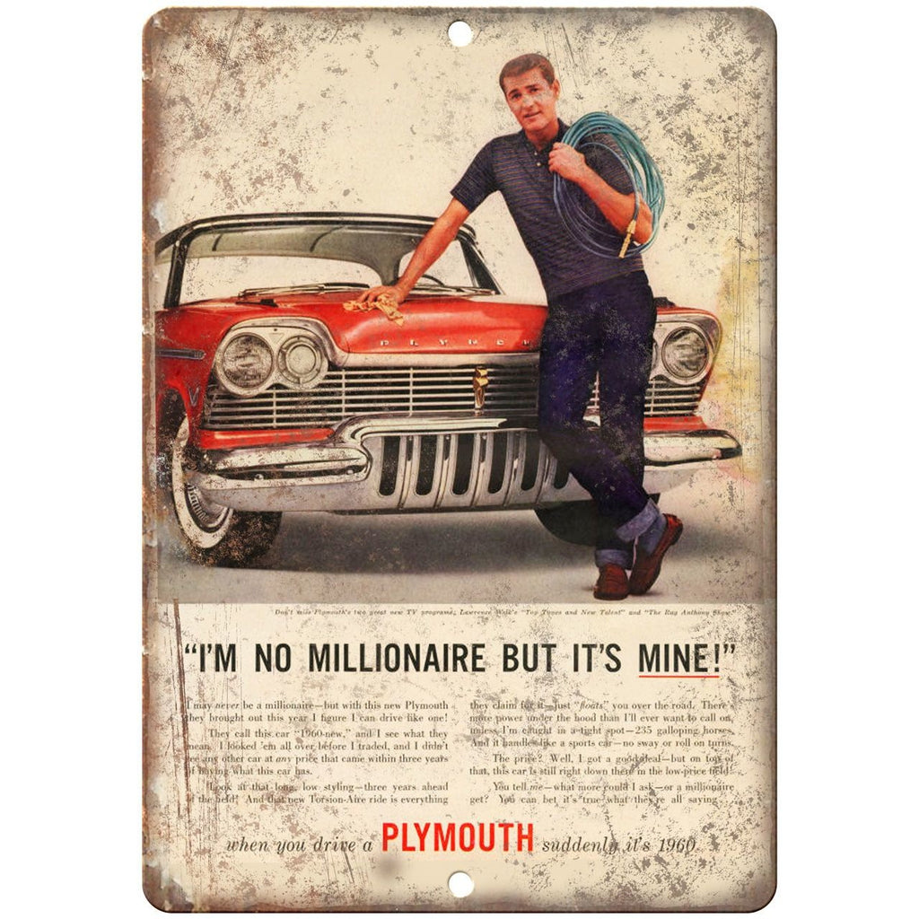1960 Plymouth I'm Not a Millionaire But It's Mine Ad 10" x 7" Retro Metal Sign
