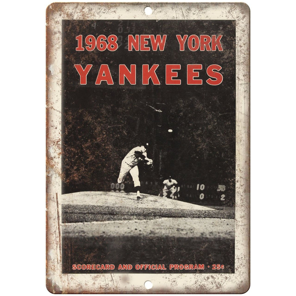 1968 New York Yankees Program and Scorecard 10" x 7" Reproduction Metal Sign X27