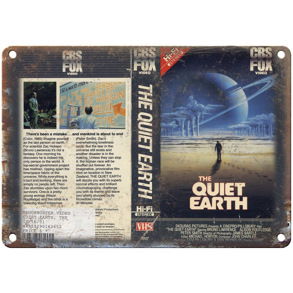 The Quiet Earth CBS Fox Video VHS Box Art 10" X 7" Reproduction Metal Sign V20