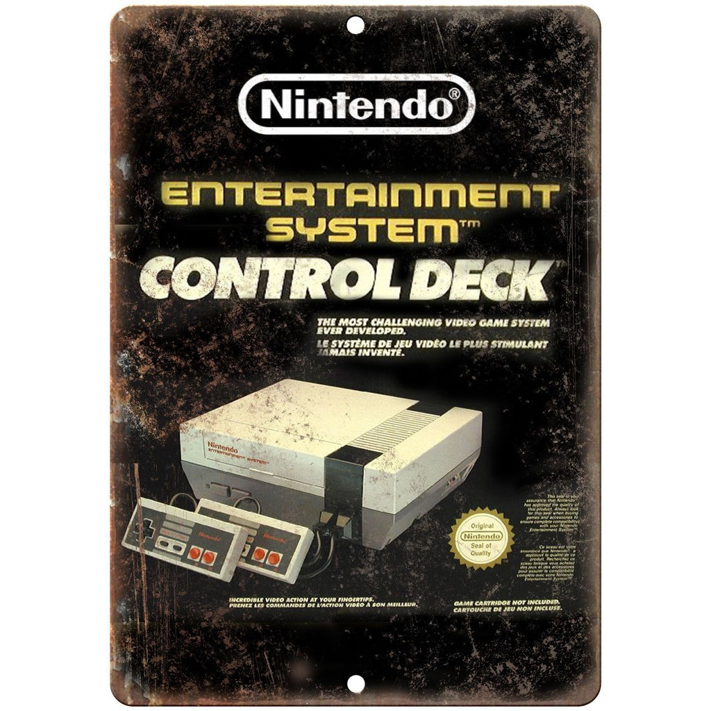 Nintendo NES Control Deck Box Art 10" x 7" Retro Look Metal Sign
