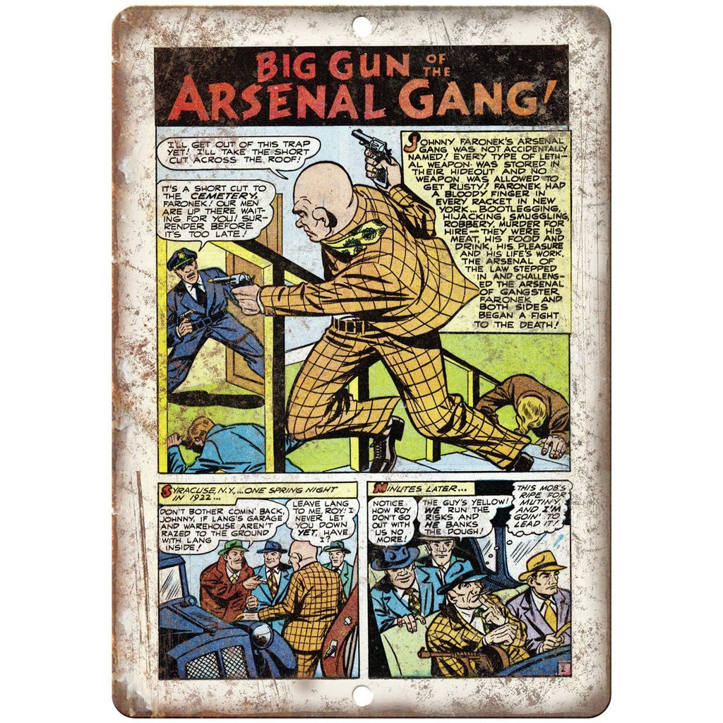 Ace Comics Big Gun of the Arsenal Gang 10" X 7" Reproduction Metal Sign J370