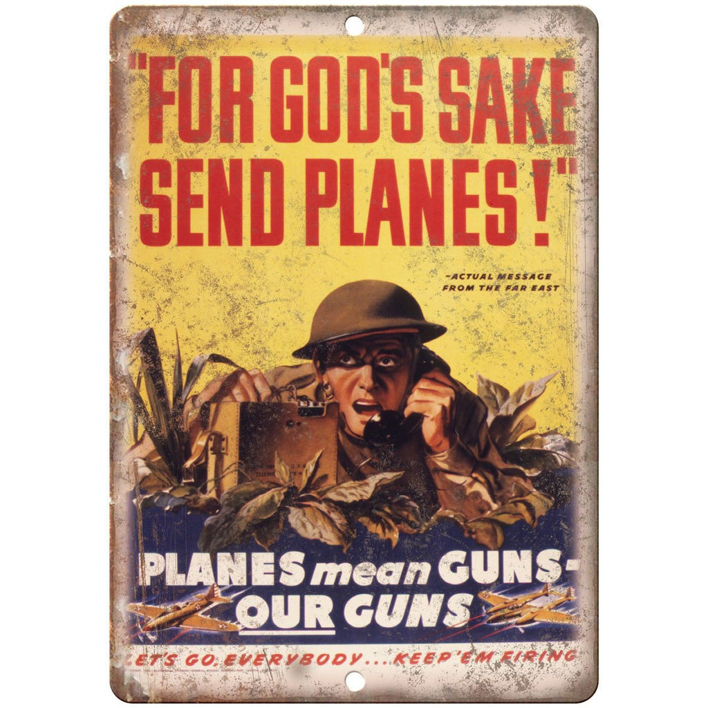 Keep Em' Firing Send Planes Millitary Poster 10"x7" Reproduction Metal Sign M01