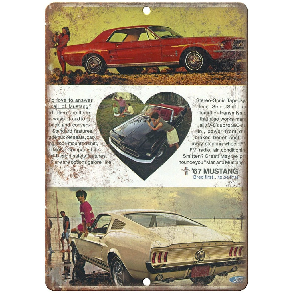 1967 Ford Mustang 10" x 7" Reproduction Metal Sign