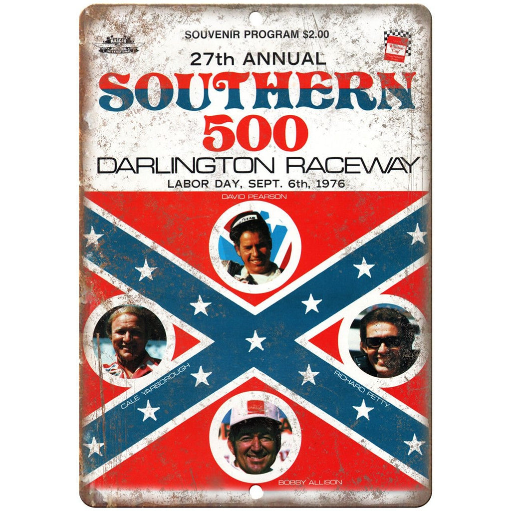 1976 Southern 500 Darlington Raceway 10" X 7" Reproduction Metal Sign A571
