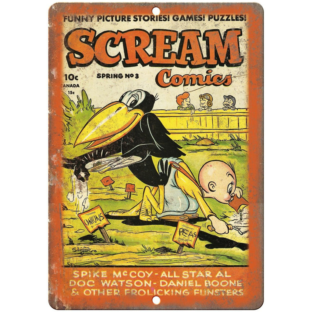 Scream Comics #3 Spike Mccoy Golde Age 10" X 7" Reproduction Metal Sign J488
