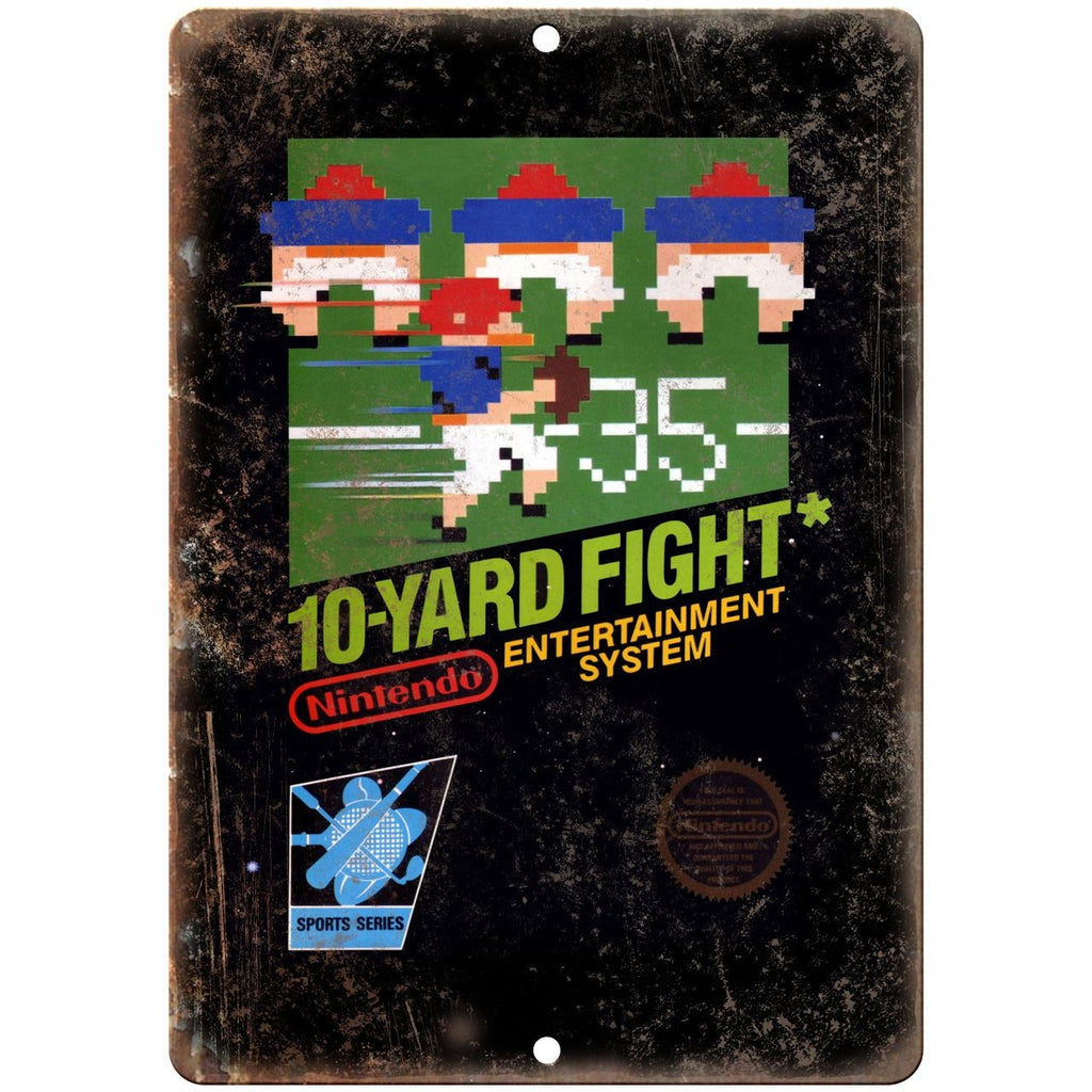 Nintendo 10 Yard Fight Game Cartrige - 10" x 7" Reproduction Metal Sign