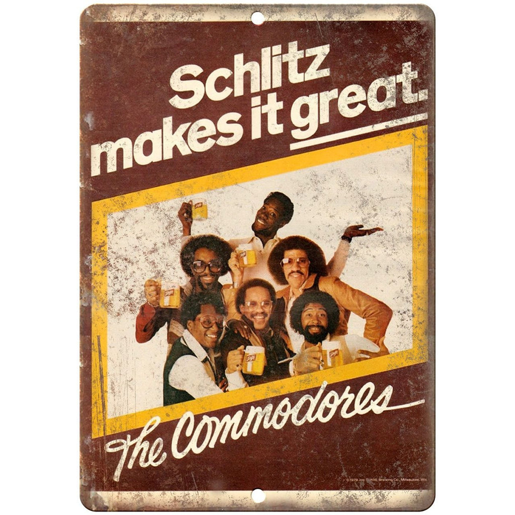 Schlitz Beer The Commodores RARE ad 10" x 7" Reproduction Metal Sign
