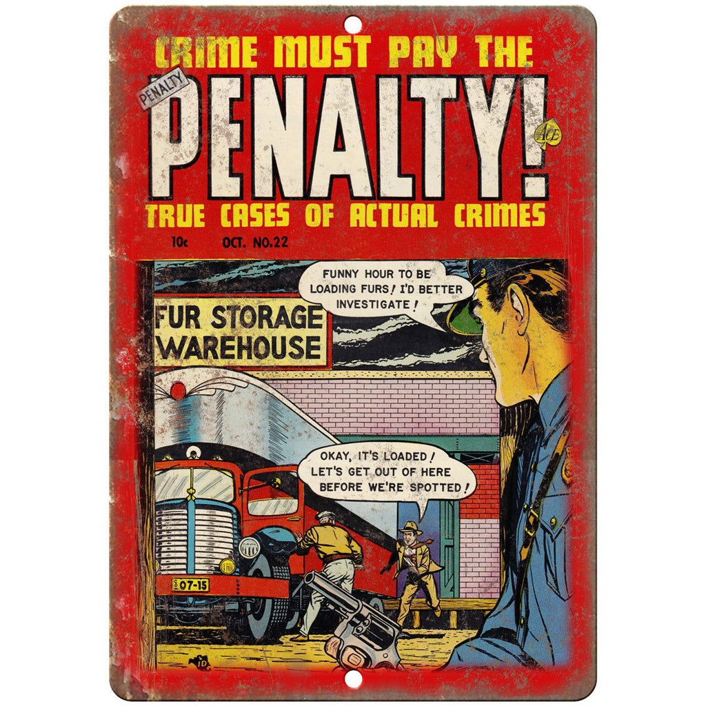 Penalty! Vintage Comic Book Cover Art 10" X 7" Reproduction Metal Sign J324