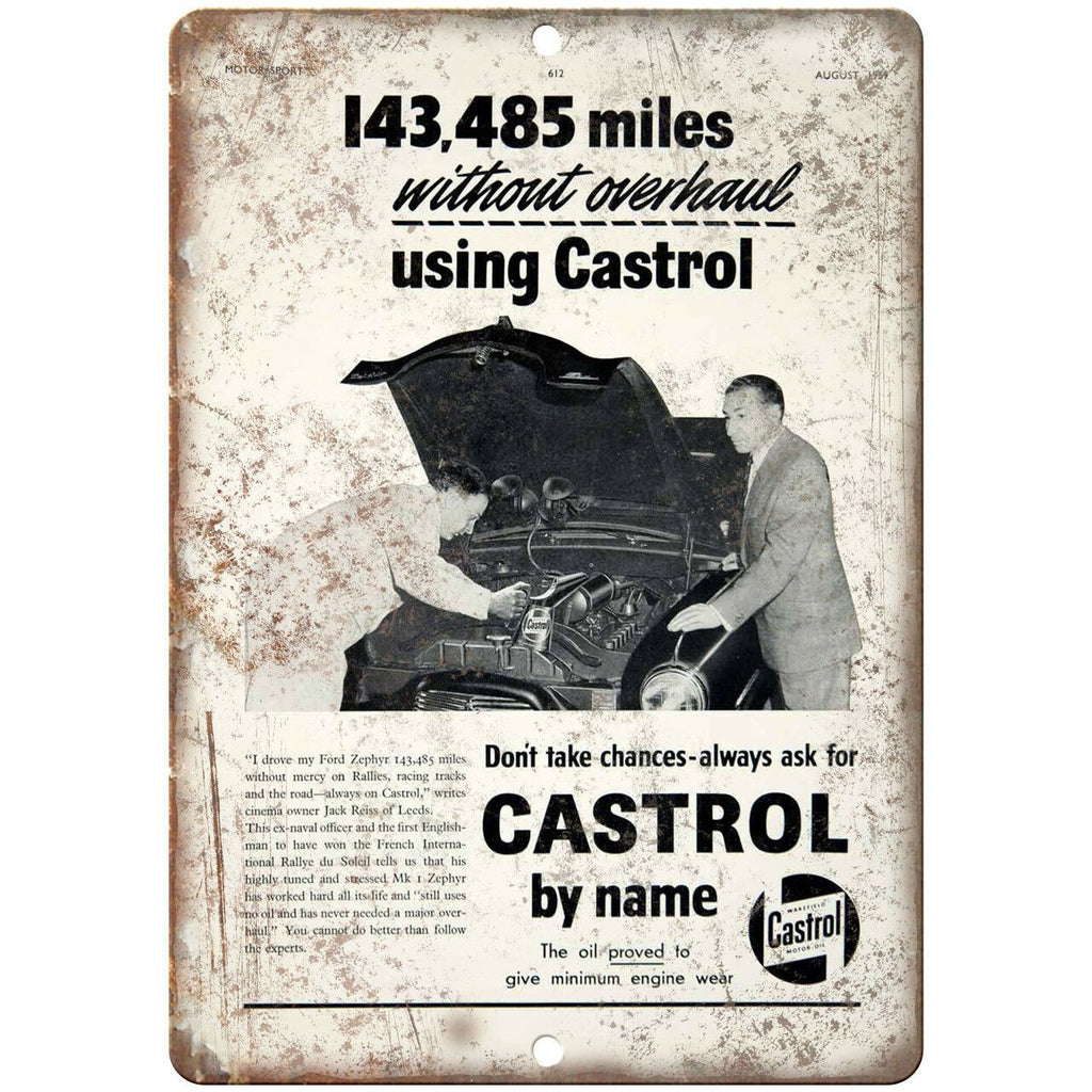 Castrol Motor Oil Vintage Automobile Ad 10" X 7" Reproduction Metal Sign A720