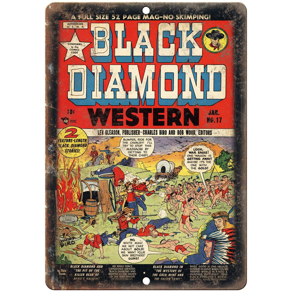 Black Diamond Western No 17 Comic Book Art 10" x 7" Reproduction Metal Sign J733