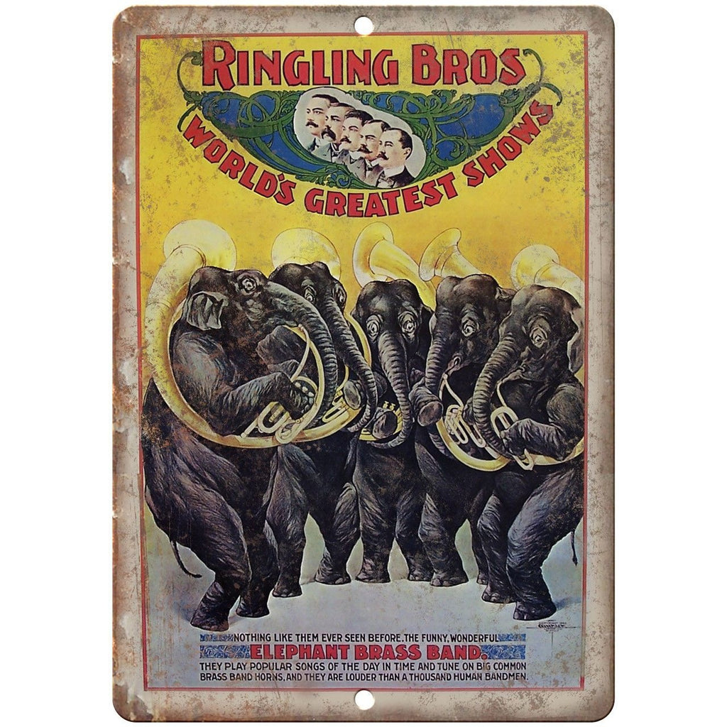 Ringling Bros Elephant Brass Band Poster 10" X 7" Reproduction Metal Sign ZH26