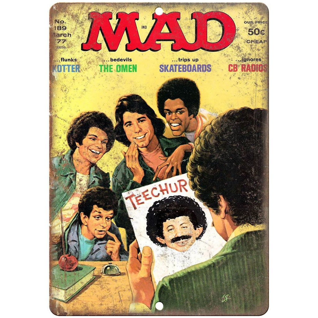 1977 MAD Magazine Welcome Back Kotter Cover 10'" x 7" reproduction metal sign