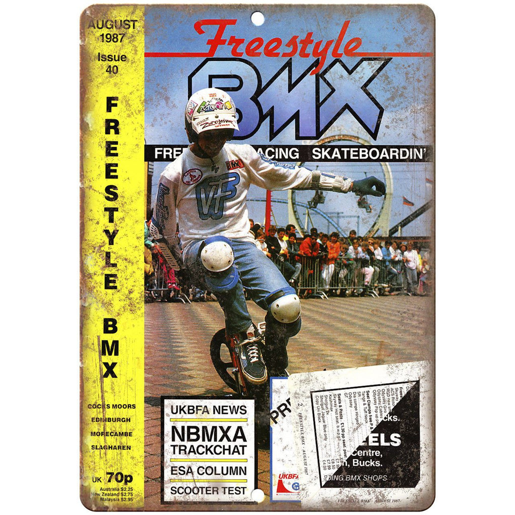 1987 Freestyle BMX Magazine Cover 10" x 7" Reproduction Metal Sign B476