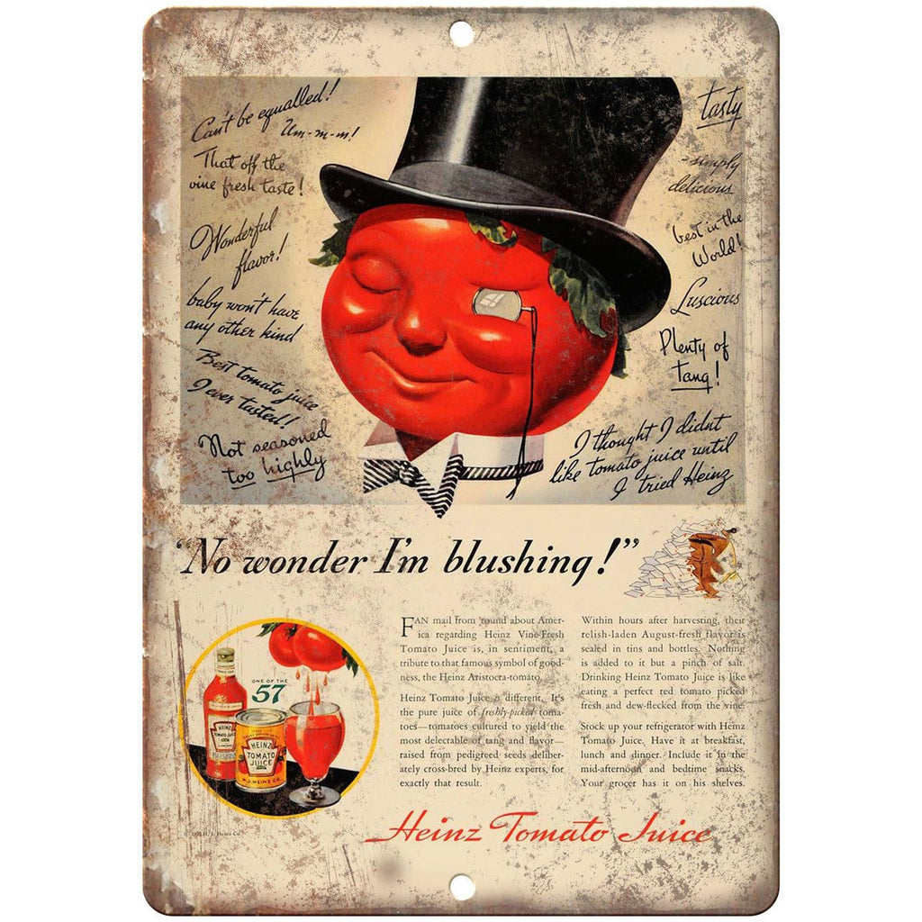 Heinz Tomato Juice Vintage Ad 9" x 12" Reproduction Metal Sign N250