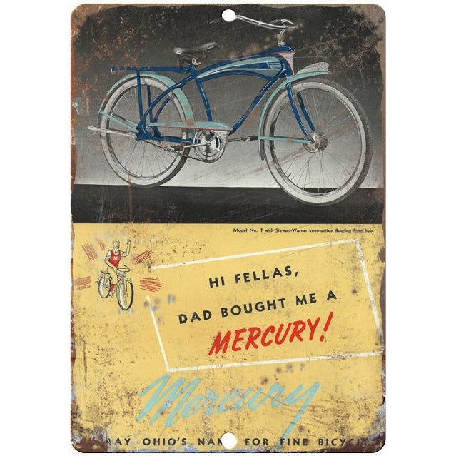 Mercury bicycle vintage advertising 10" x 7" reproduction metal sign