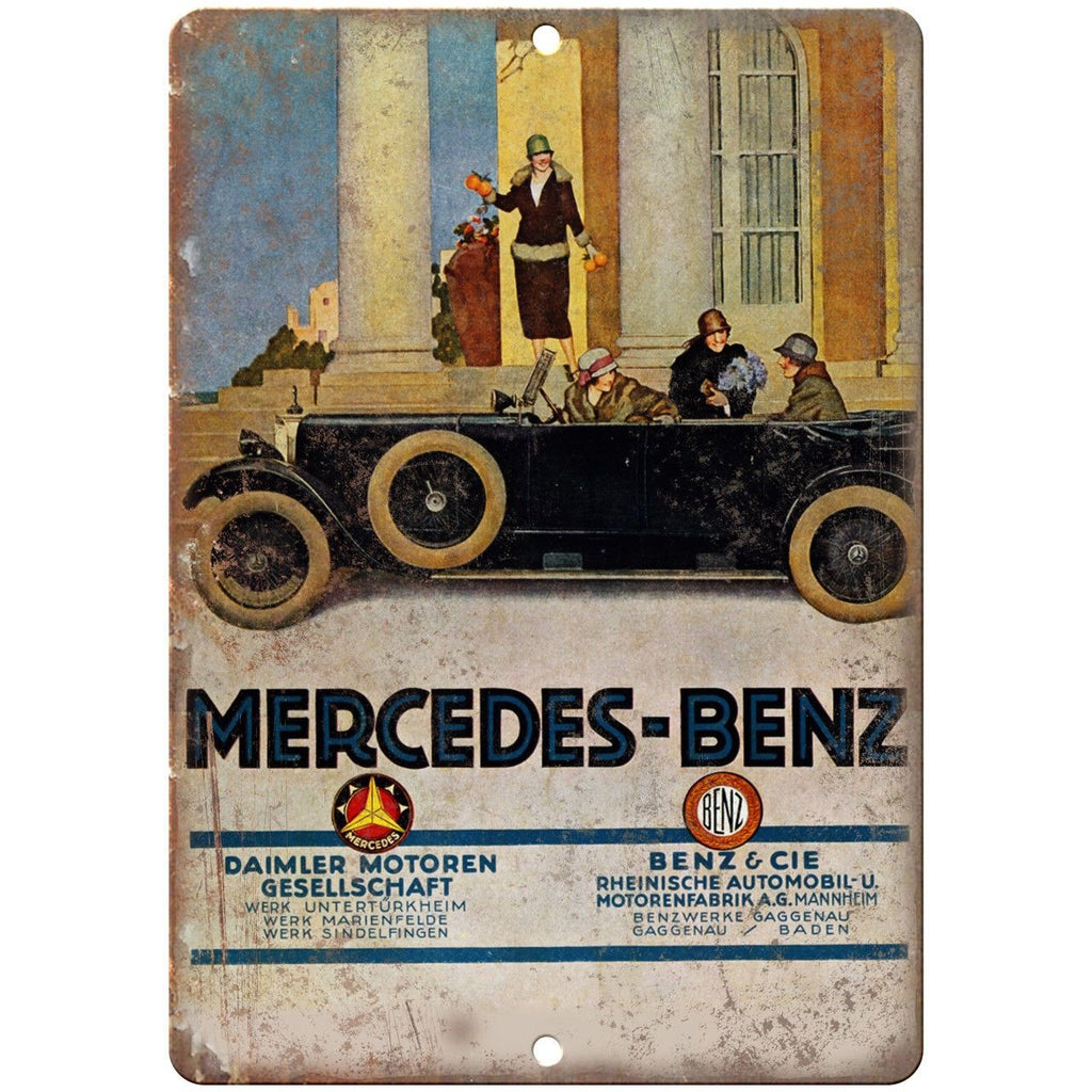 Mercedes Benz Vintage Automobile Ad Car 10" x 7" Reproduction Metal Sign A284
