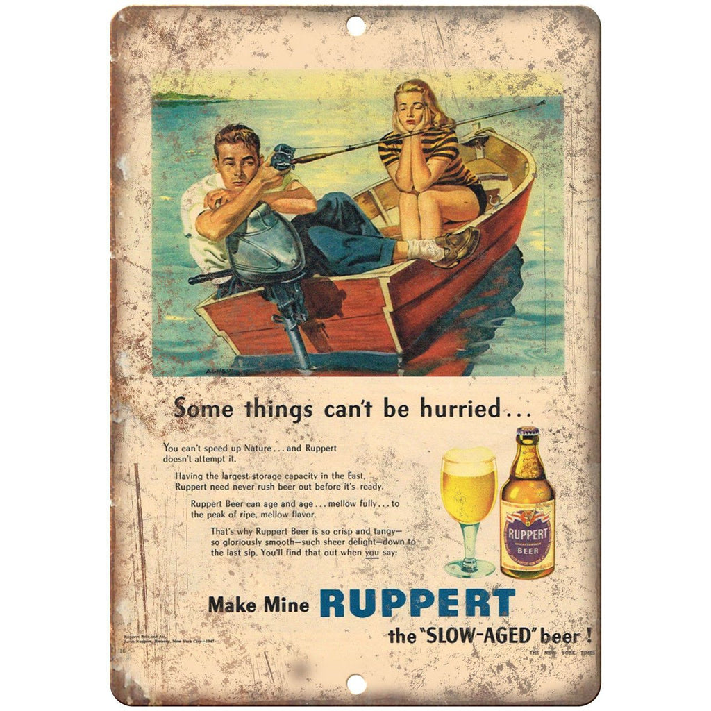 Ruppert Slow Aged Beer Vintage Bar Ad 10" x 7" Reproduction Metal Sign E379