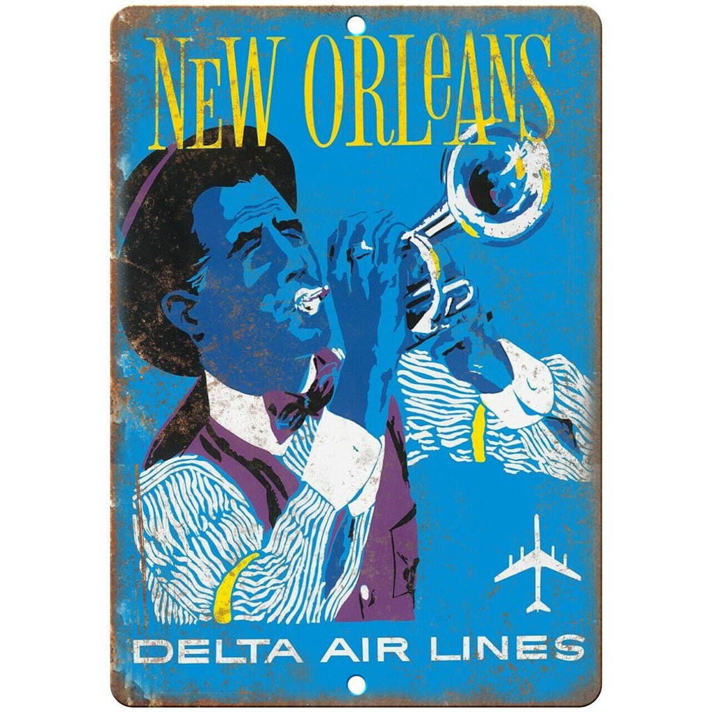 New Orleans Delta Air Lines Travel Poster 9" x 12" Reproduction Metal Sign T47