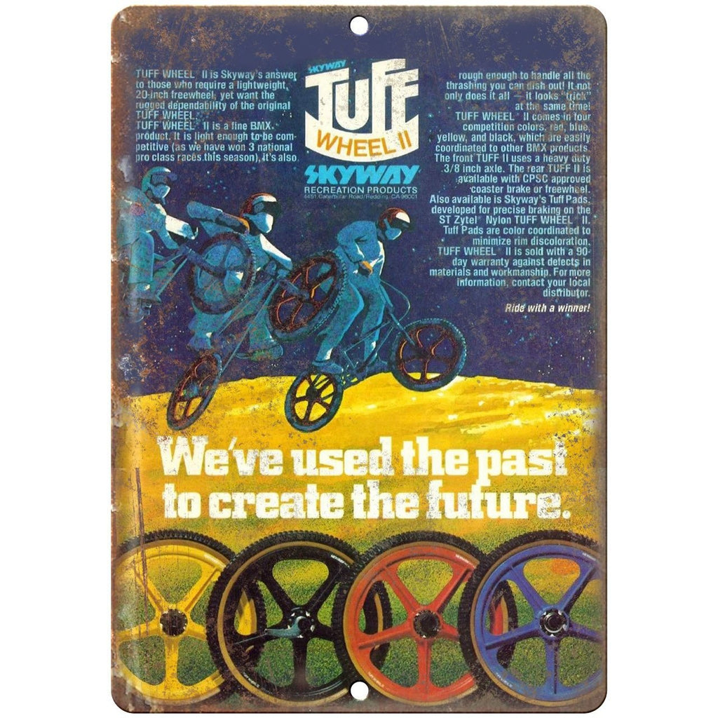 Skyway BMX Tuff Wheels Mag 10" x 7" Metal Sign Vintage Look Reproduction