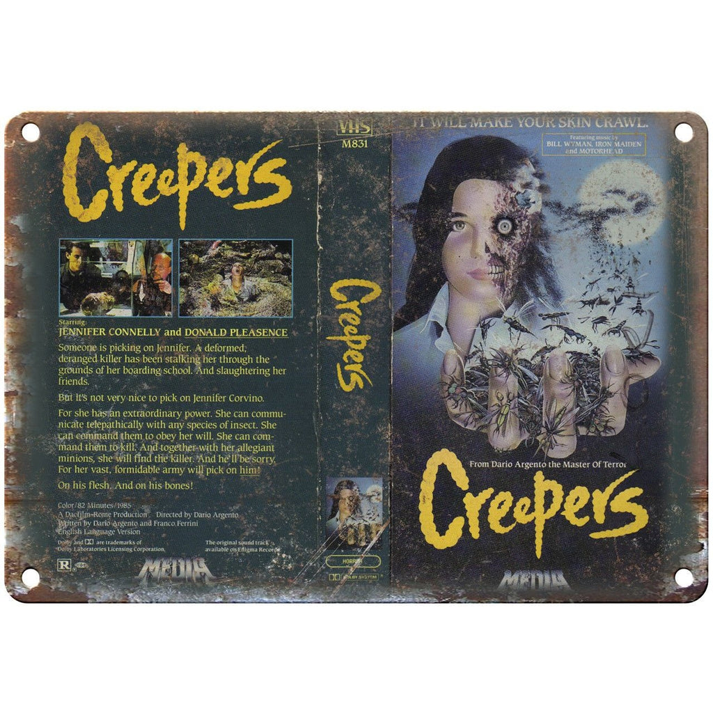 Creepers Media Video VHS Box Art 10" X 7" Reproduction Metal Sign V21
