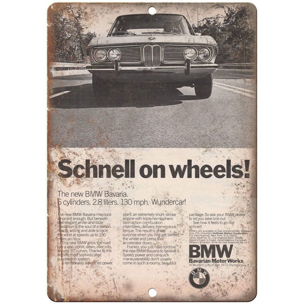 BMW Schnell Bavaria Motor Workd Ad 10" x 7" Reproduction Metal Sign A116
