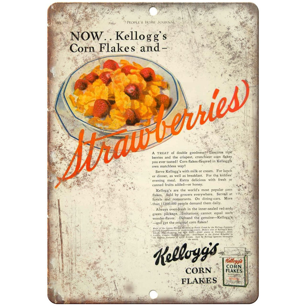 Kellogg's Corn Flakes Vintage Ad 10" X 7" Reproduction Metal Sign N338
