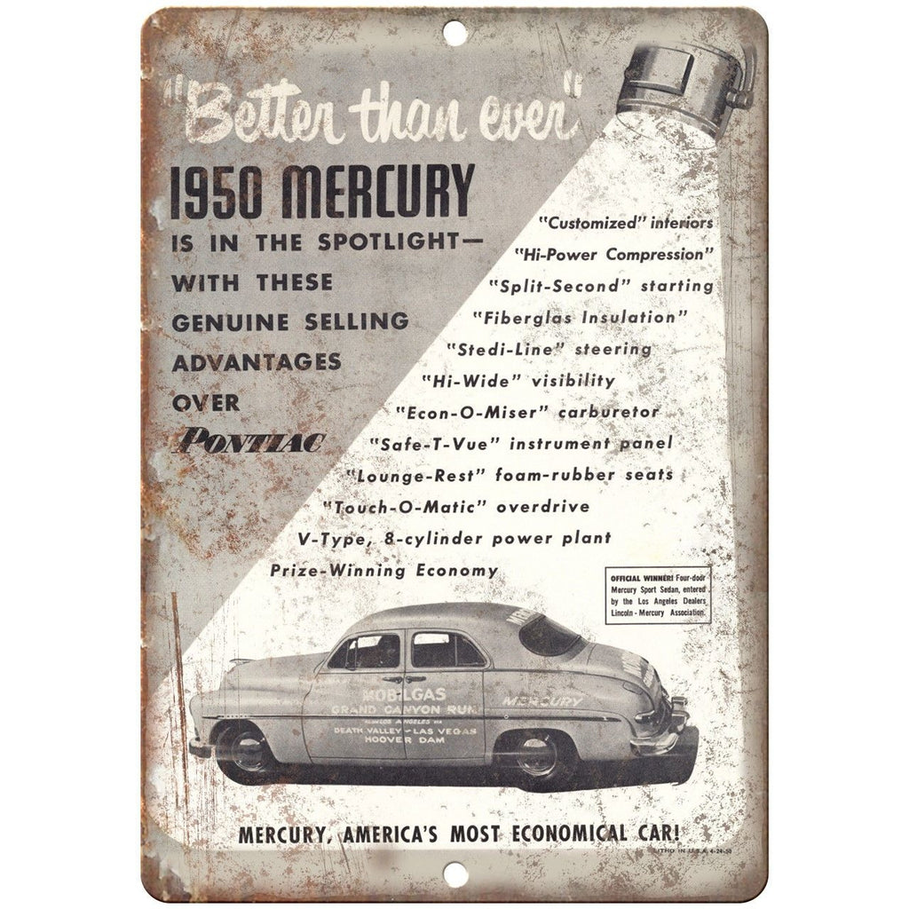 1950 Mercury Sport Sedan Mobilgas Ad 10" x 7" Reproduction Metal Sign A303