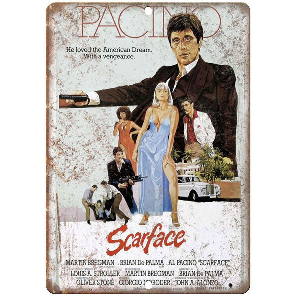 Scarface Al Pachino RARE VHS Cover 10" x 7" Reproduction Metal Sign