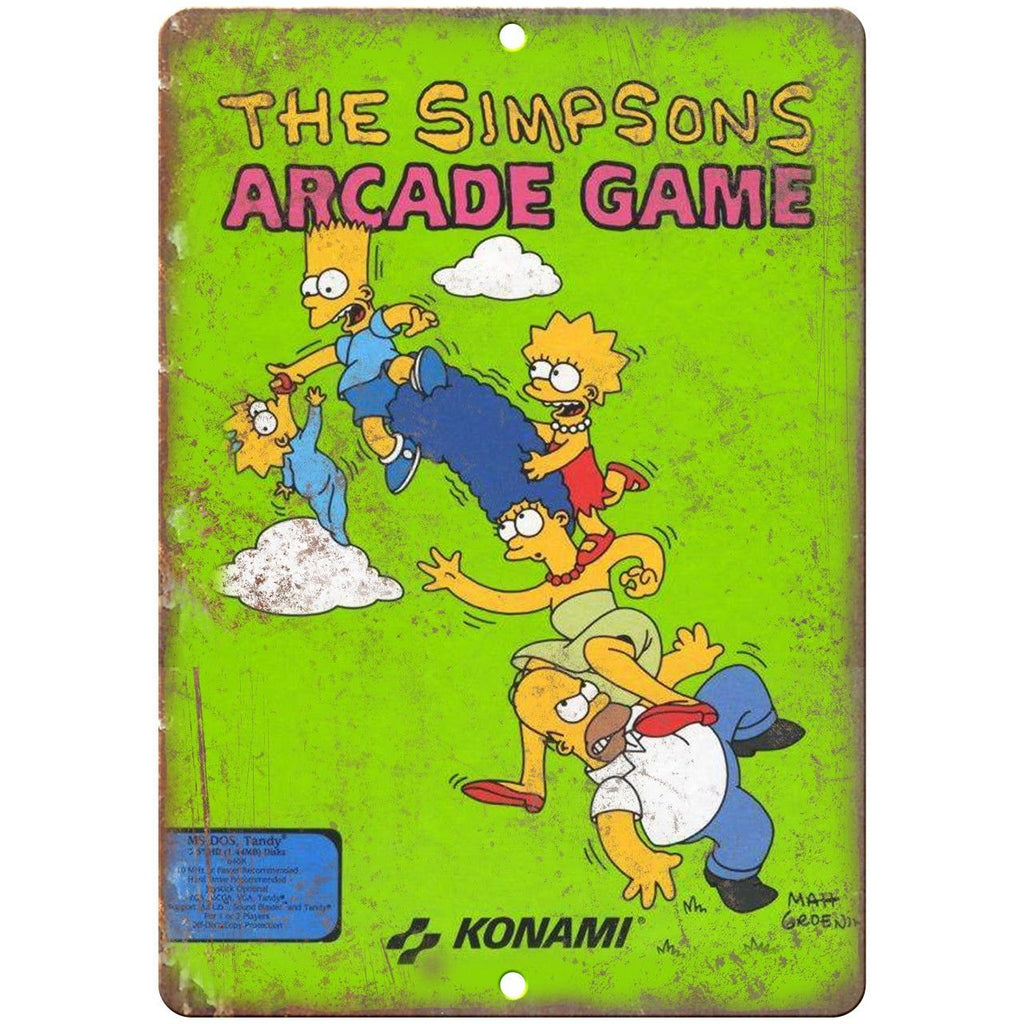 The Simpsons Arcade Game Konami Tandy RARE 9" x 12" Reproduction Metal Sign G12