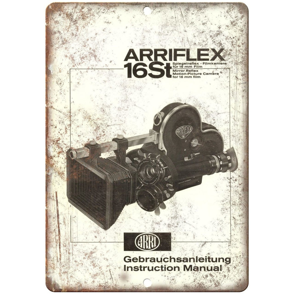1958 - Arriflex 16st Film Camera Instruction - 10" x 7" Retro Look Metal Sign