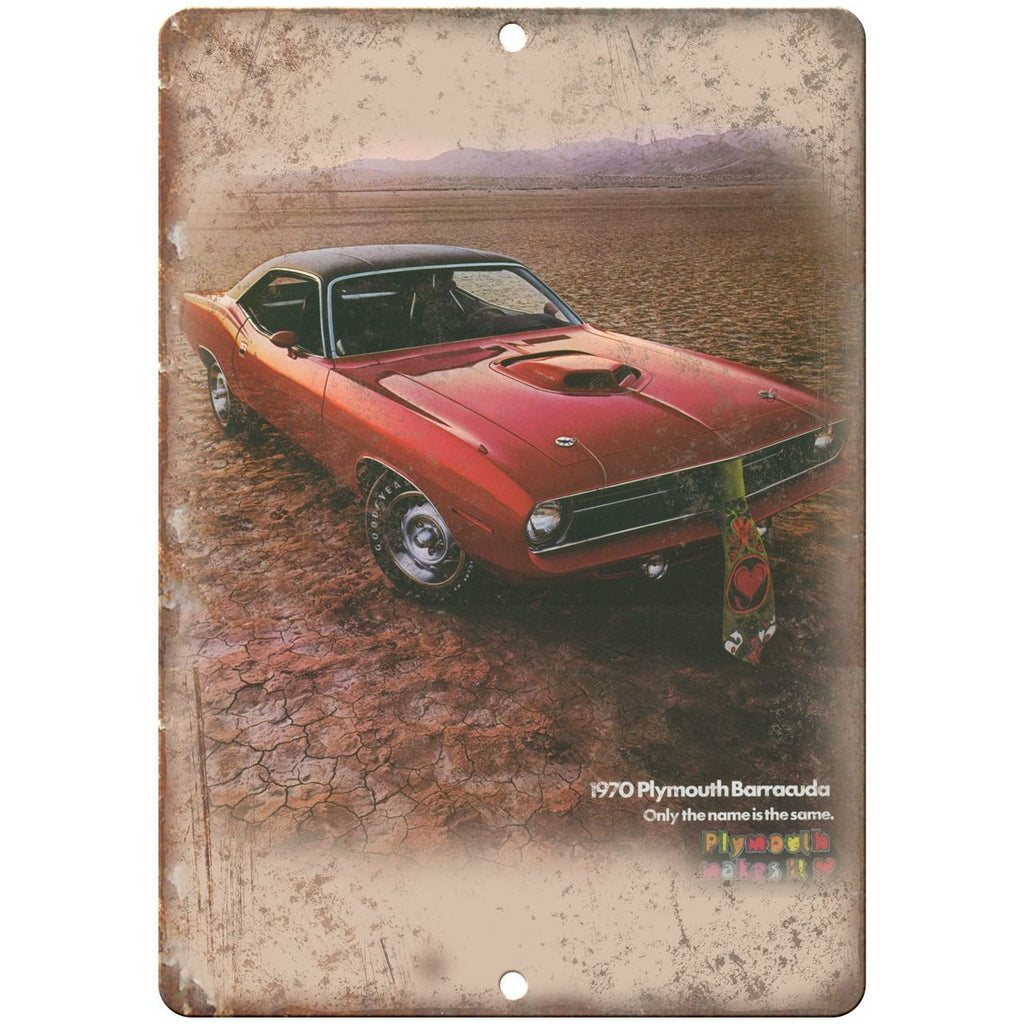 1970 Plymouth Barracuda Car Flyer Ad 10" x 7" Reproduction Metal Sign