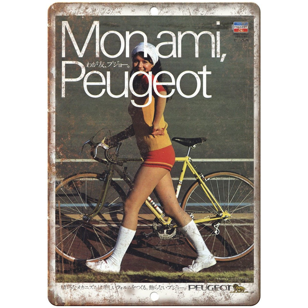 Monami Peugeot 10 Speed Bike Ad 10" x 7" Reproduction Metal Sign B295