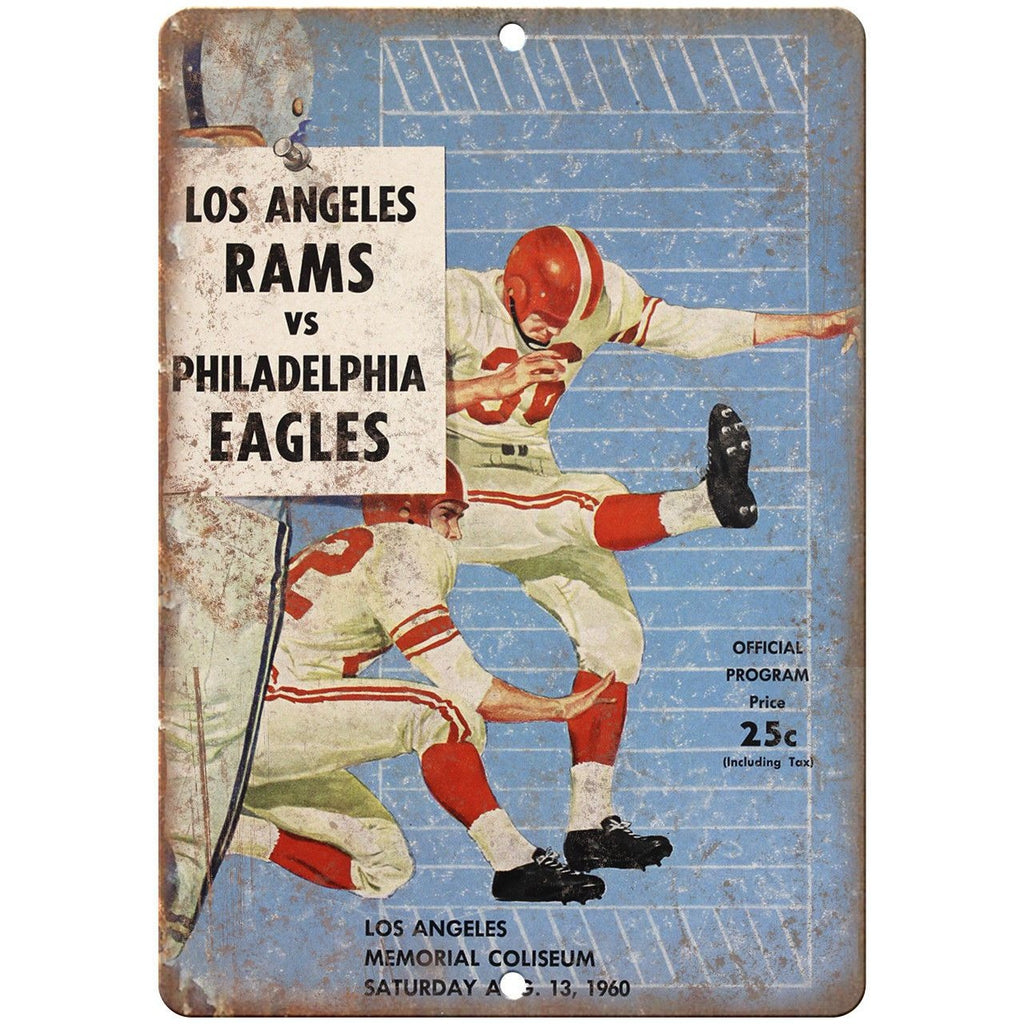 Philadelphia Eagles Vs. Los Angeles Rams 10" x 7" Reproduction Metal Sign X44
