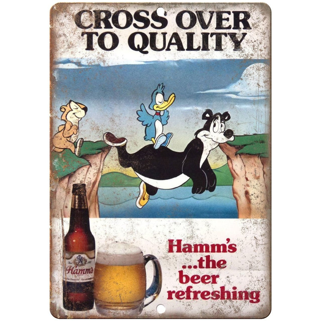 10" x 7" Metal Sign Hamm's Beer Cross Over To Quality Vintage Look Reproduction