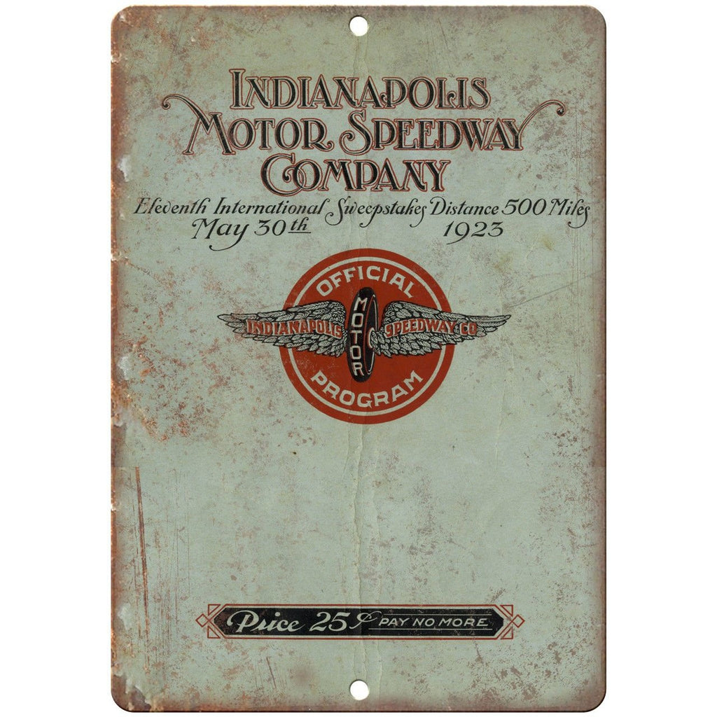1923 Indianapolis Motor Speedway Program 10" X 7" Reproduction Metal Sign A592