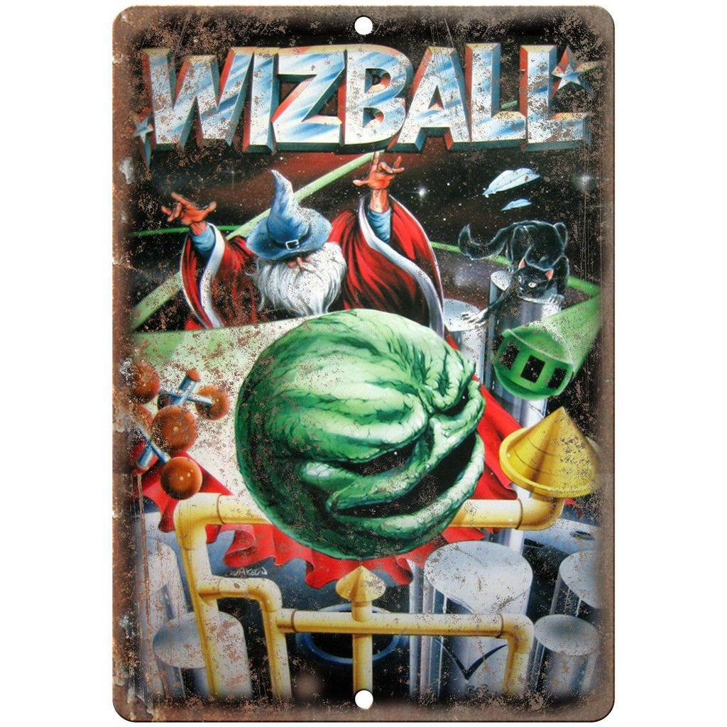 Wizball Pinball Machine Ad Vintage Gaming 10" x 7" Reproduction Metal Sign G152