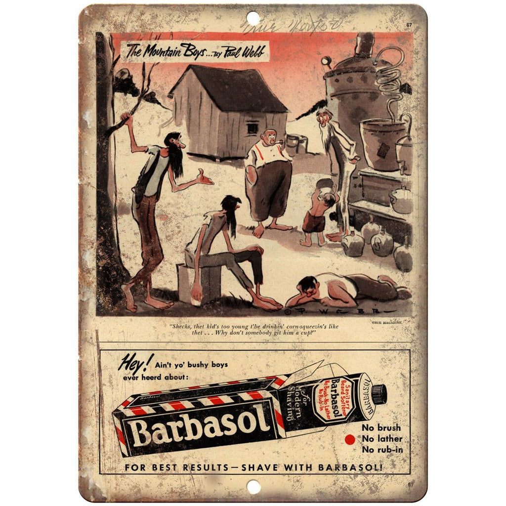 Barbasol Shave Cream Vintage Ad 10" X 7" Reproduction Metal Sign ZF150