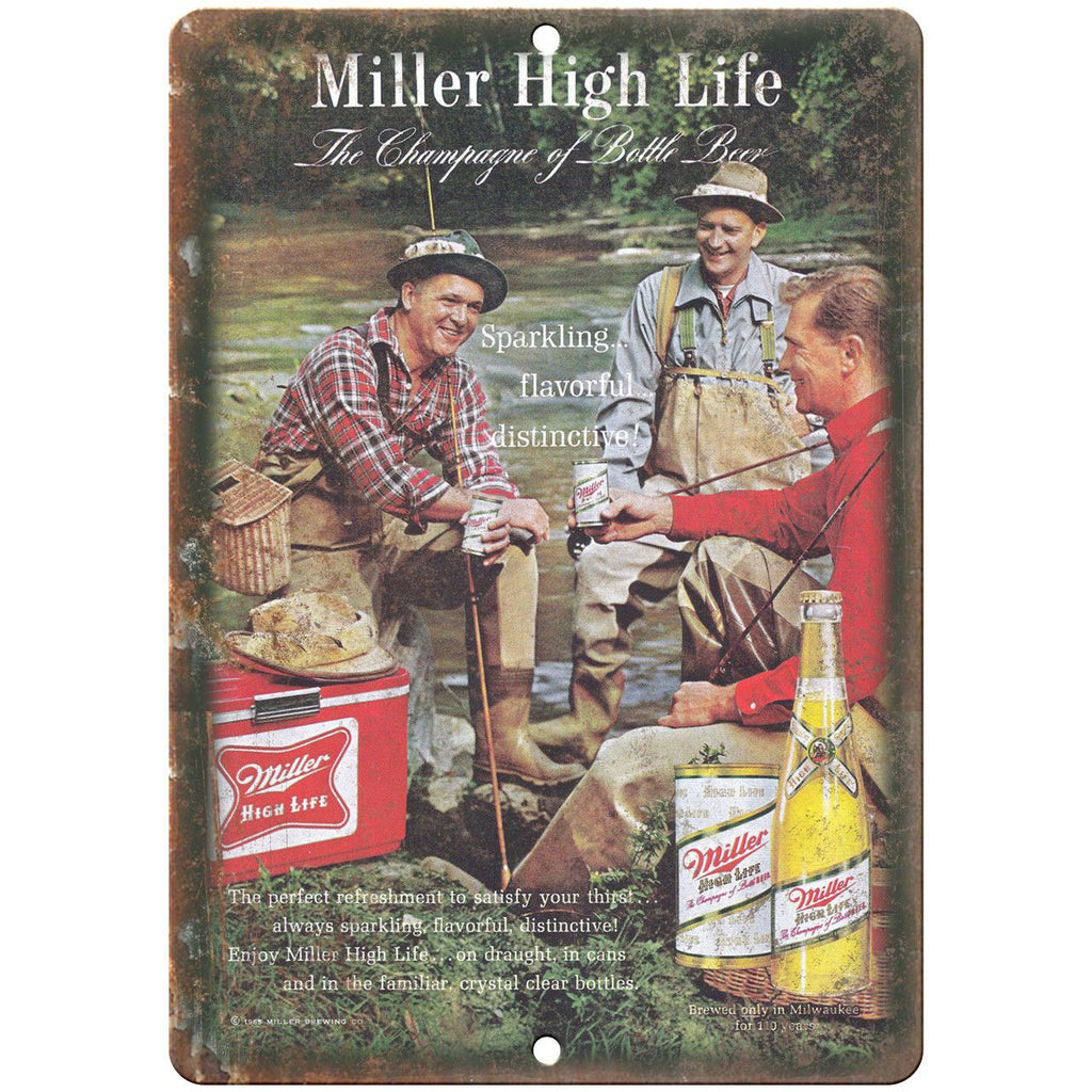 Miller High Life Vintage Beer Bottle Ad 10" x 7" Reproduction Metal Sign E385