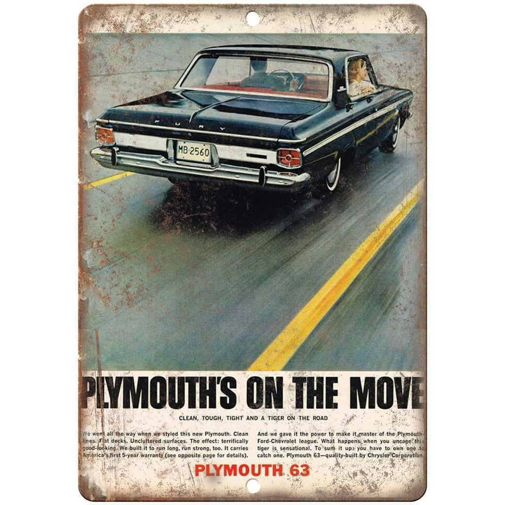 1963 - Plymouth Fury RARE ad 10" x 7" Reproduction Metal Sign