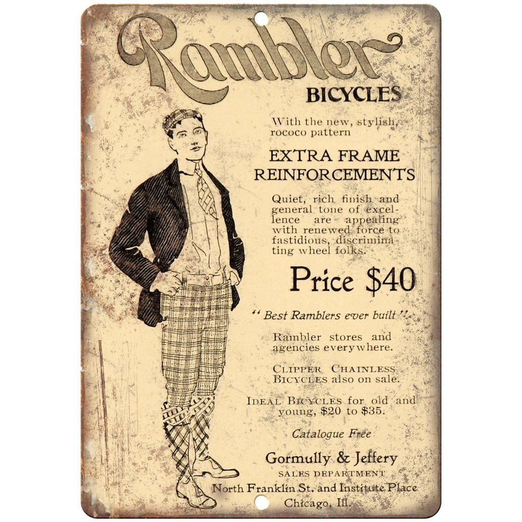 Rambler Bicycles Vintage Ad 10" x 7" Reproduction Metal Sign B387